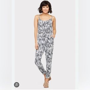 NWT Peyton Jensen navy/white Christiana Tie Dye Jumpsuit from Evereve.